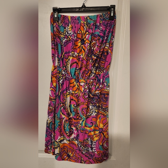 Lilly Pulitzer Strapless Sea And Be Seen Dress in Pink and Purple - Picture 4 of 6